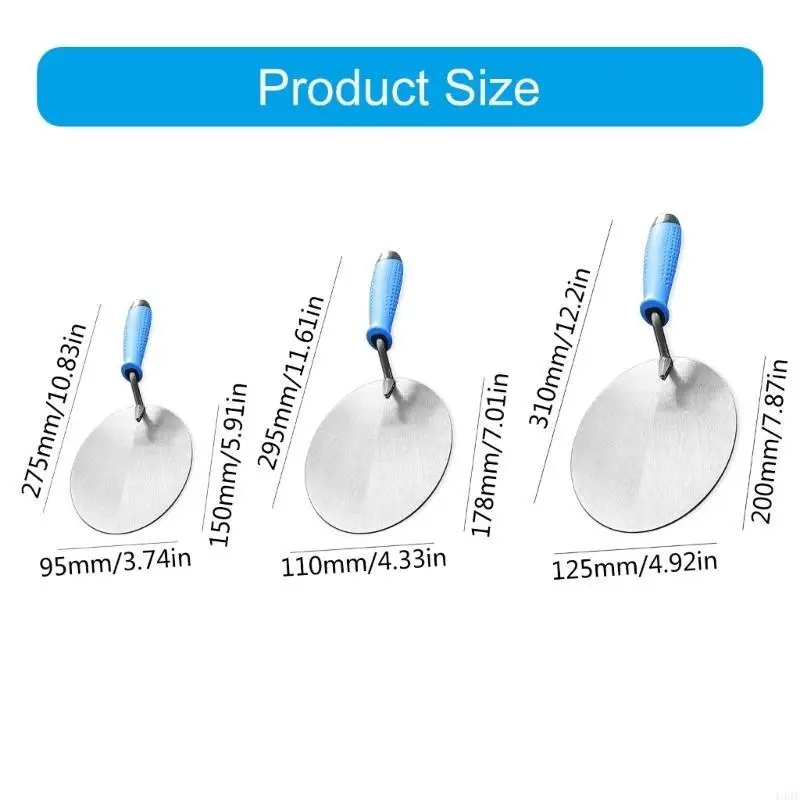 

Pack of 3 Heavy Duty Stainless Steel Masonry Trowels Suitable for Building Construction DIYer Projects Long Lasting Use L4MF