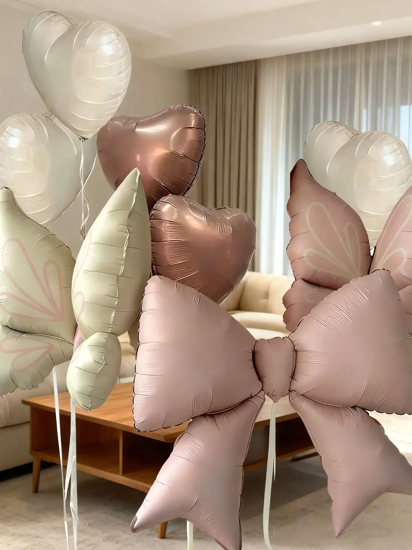 8 Stück Schmetterling Herz Schleife Ballon Aluminiumfolie Ballons für Geburtstag Jubiläum Hochzeit Party Dekorationen Luftballons – Detail 2