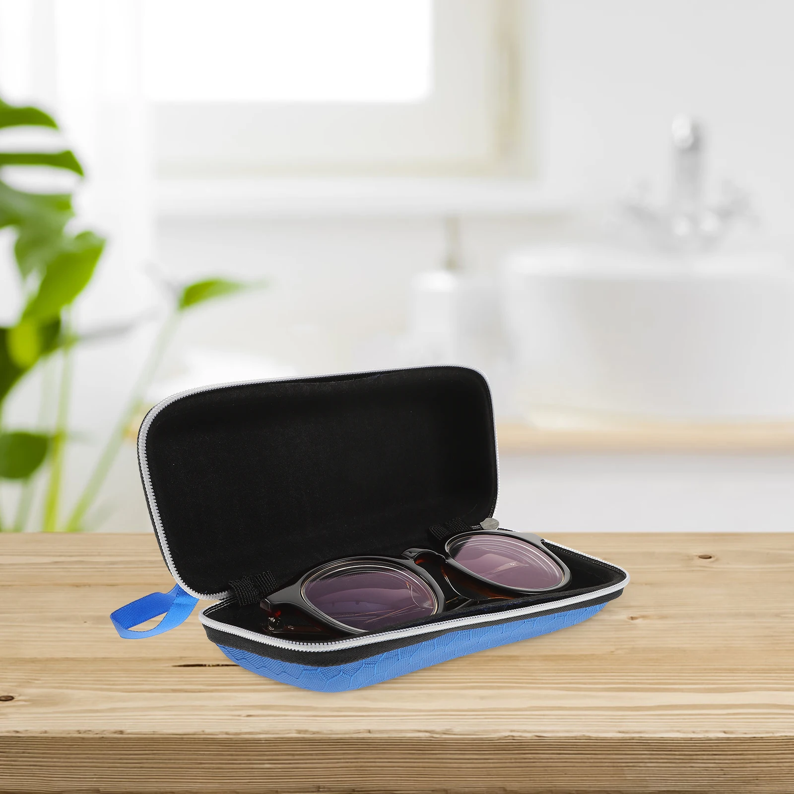

1pc Eyeglasses Eva Zipper Glasses Box Sunglasses Case Honeycomb Pattern Protector s Adults Blue Lightweight Pocket Size