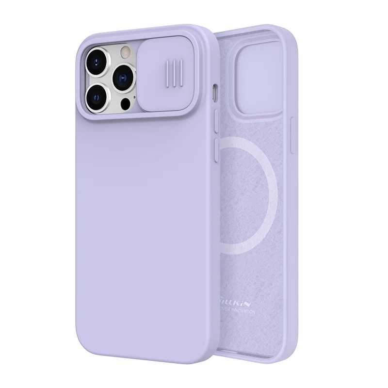 NILLKIN Magnetische Fall Für iPhone 14 Pro Max Flüssigkeit Silikon Weiche Fall Für iPhone 13 ProMax Fall Slide Kamera Schutz abdeckung