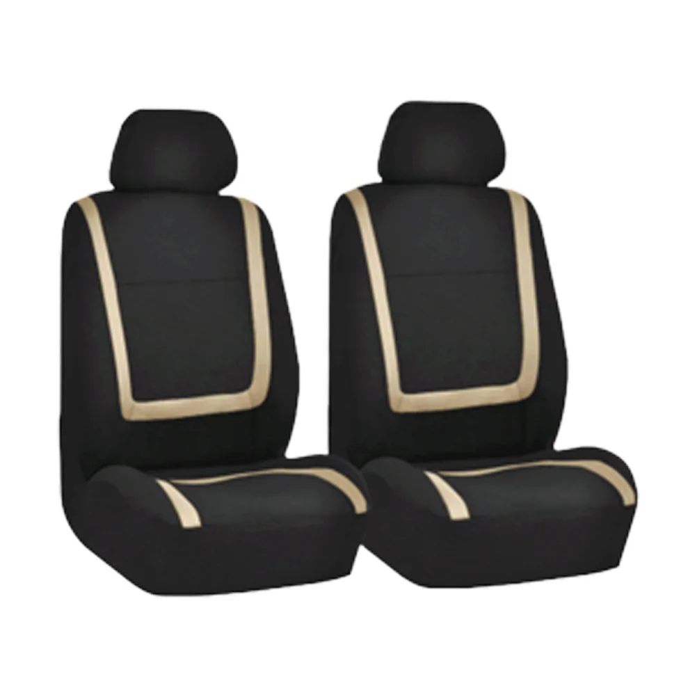 

4Pcs Universal Car Seat Cover Front Seat Protector Mat Side Airbag Compatible Durable Material Car Interior Accessory Beige