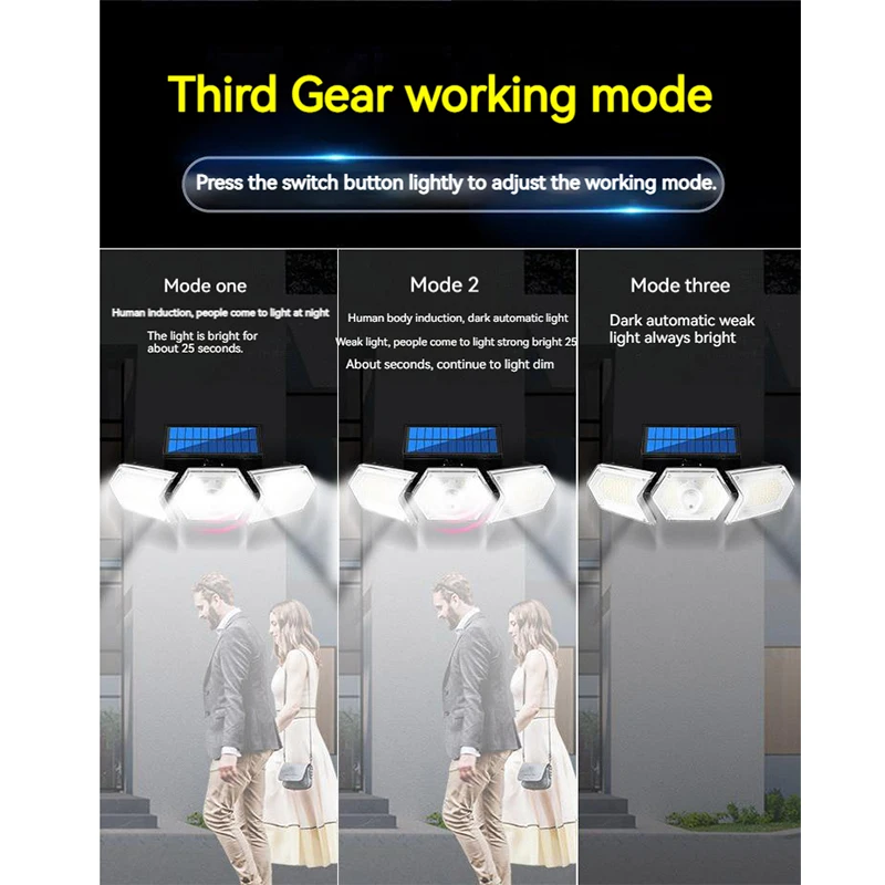 Wand leuchte im Freien LED Solar Straßen laterne wasserdicht Rir Bewegungs sensor mit 3 Beleuchtungs modi für Garten Terrasse Weg Hof