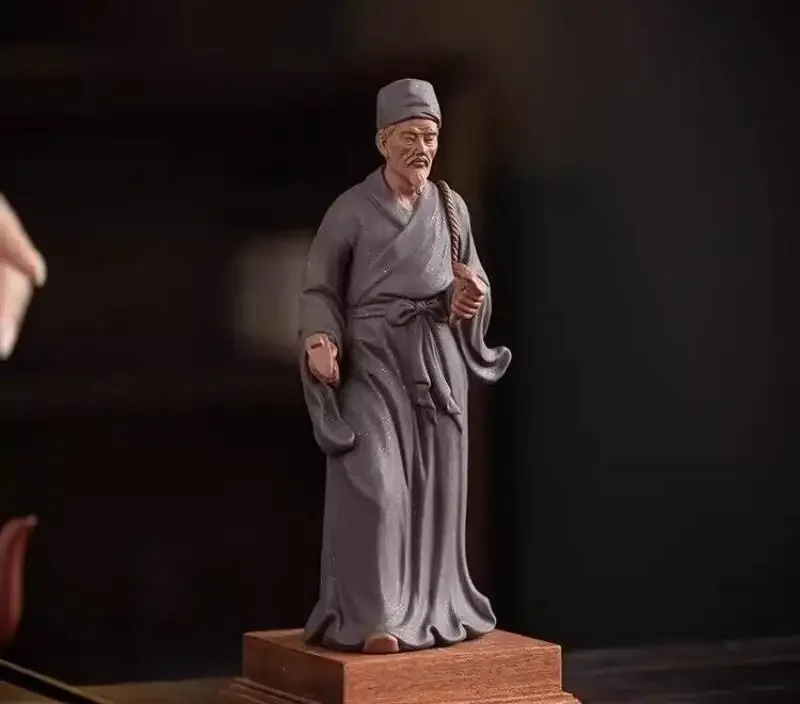 Statue d'art élégante en sable Zi Sha, figurine de Li Shizhen, père savant de la médecine traditionnelle chinoise