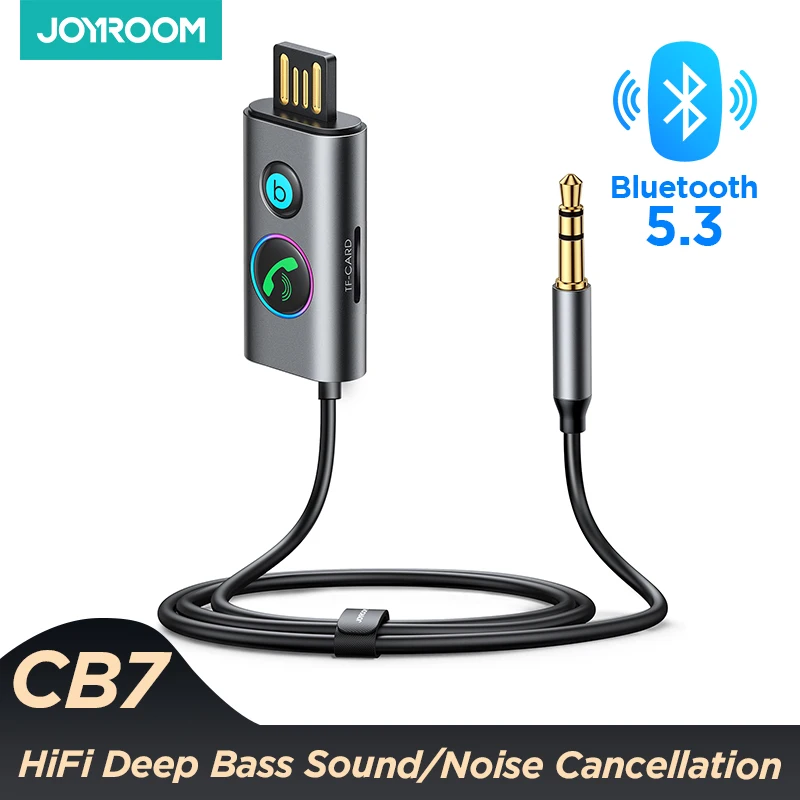 

Bluetooth Aux-адаптер Joyroom, беспроводной автомобильный Bluetooth-приемник, HiFi глубокие басы, громкая связь, автомобильный комплект с шумоподавлением