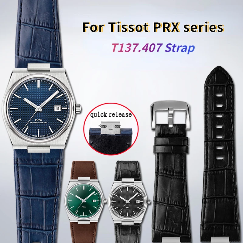 For Tissot 1853 PRX T137 series Strap Belt Genuine Leather Watchband T137.407 T137.410 Men's Bracelet Watch Wrist Strap 26-12mm