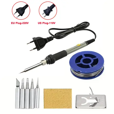 60W 温度調節可能な電気はんだごて EU 220V / ☆ 米国プラグは110Vです ☆   修理用のDIY溶接アイロン