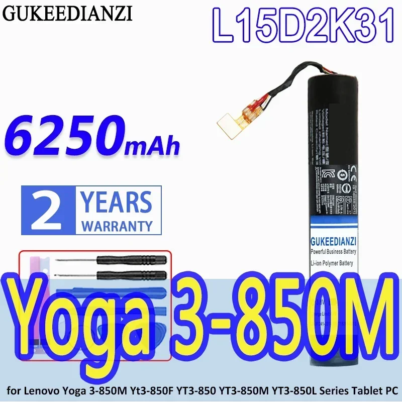 High Capacity GUKEEDIANZI Battery L15D2K31 6250mAh for Lenovo Yoga 3-850M Yt3-850F YT3-850 YT3-850M YT3-850L Series Tablet PC