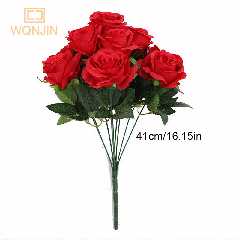 9 Köpfe lila künstliche Blumen Heimdekoration 9 Farben Schönheit Seide gefälschte Blume speziell für Hochzeit und Festival Dekoration – Detail 11