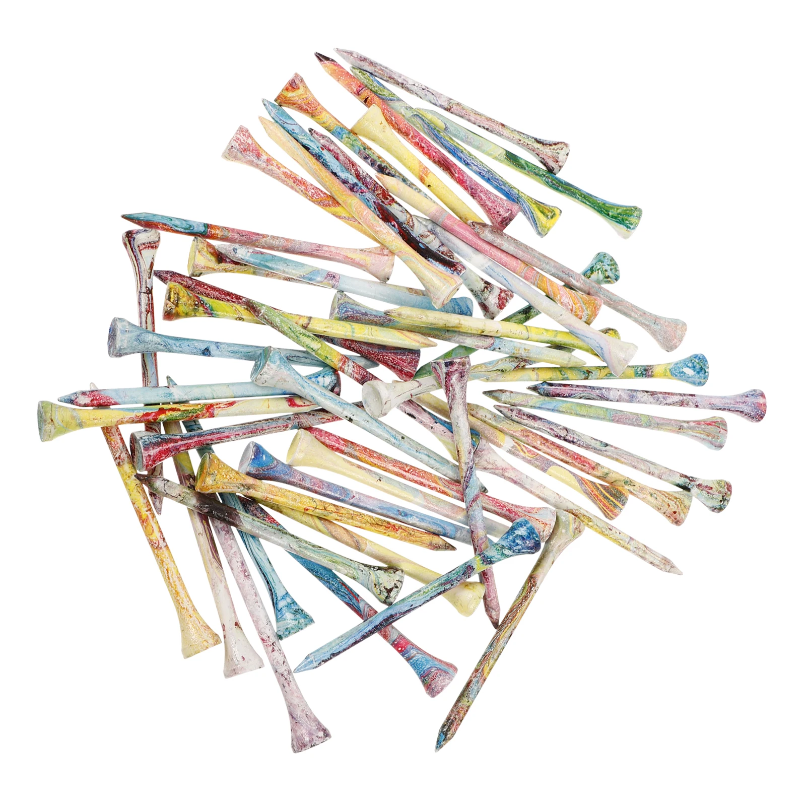 

50pcs Golf Tees Bright Color Wooden Pegs Stable Hold Balls Practice Tools Outdoor Accessories Gifts Golf Supplies