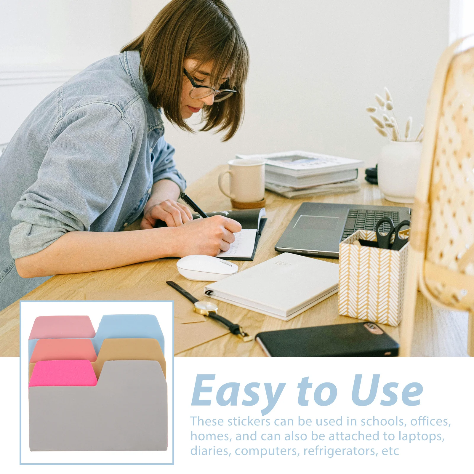 

90 Pieces Index 6 Colors Repeated Use Page Markers for Notebooks Planners Dividers Clean Removal No Residue Memo