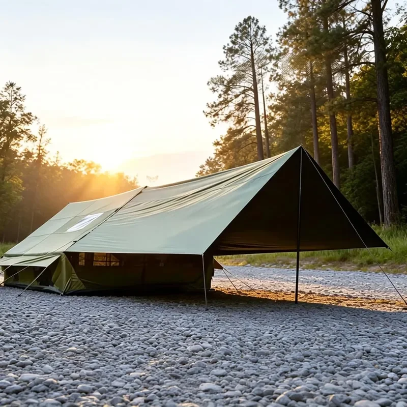 12㎡ Inflatable Glamping Tent 300D Oxford Fabric Detachable Awning Dual Doors Twin Skylights Outdoor Camping Air Tent