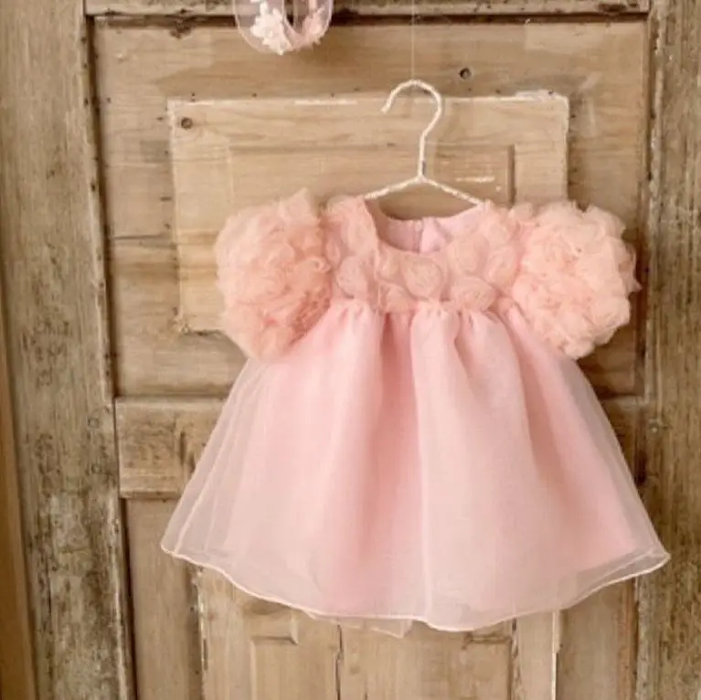 

Korean Version of Fairy Charm Cute Baby Girl Full Moon Dress Summer Toddler Princess Dress Soft and Skin Friendly Yarn Clothes