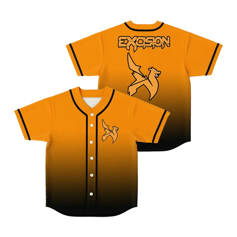 EXCISION Illenium  Merch Orange Shirt Baseball Jersey V-Neck Short Sleeve Tee Men Women Streetwear Fashion Clothes