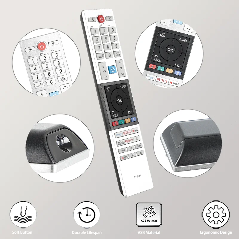 CT-8561 RC45151 untuk pengganti Remote Control Toshiba dengan tombol NETFLIX YouTube primideo, untuk TV pintar Toshiba 43UK3163DG