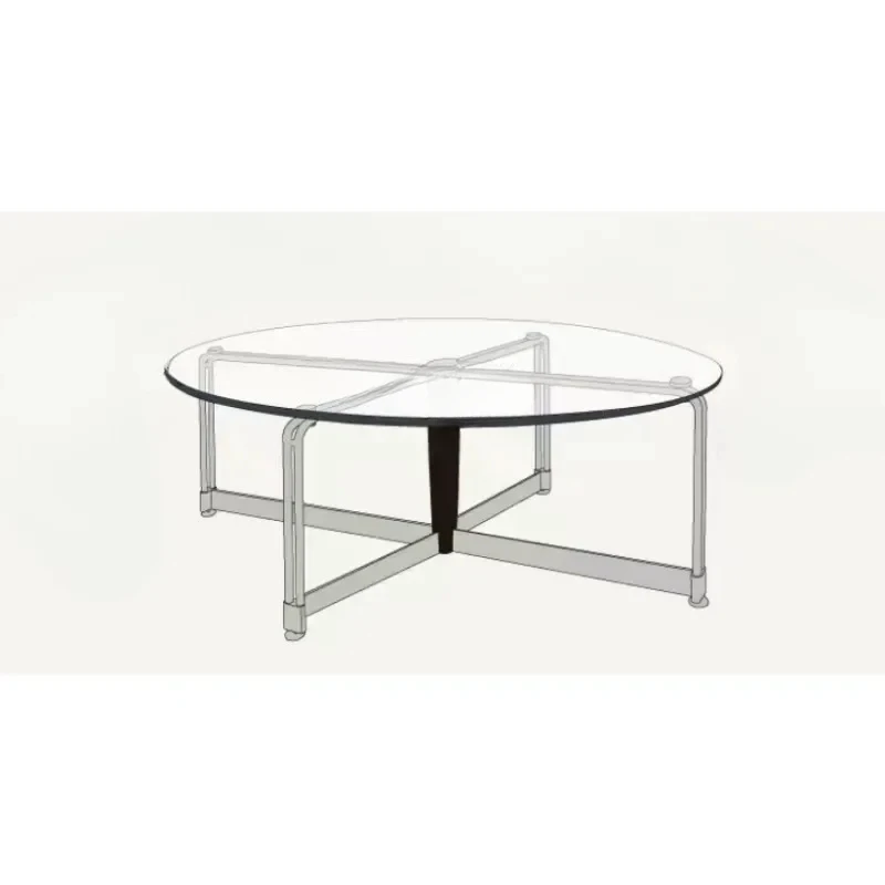 

Nordic Mid-Ancient Stainless Steel Glass Tea Table Tempered Oval Tea Table Small Apartment Living Room Coffee Table furniture