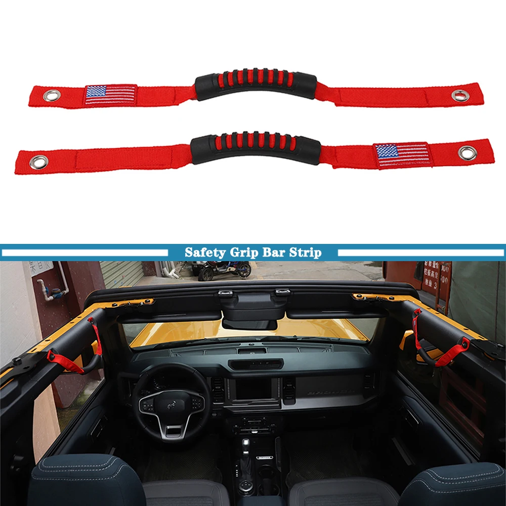 Car Interior Roof Roll Cage Grab Handle Safety Grip Bar Strip for Ford Bronco 2021+ Jeep Wrangler JL JT Gladiator 2024+Accessory