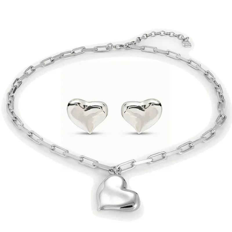 Luxury 2024 Spain UNOde Daily Cute and Exquisite Silver Little Love Jewelry Set for Women's Gifts