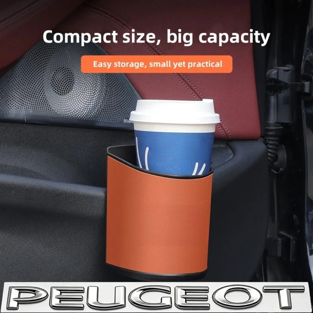 ZF-T Cubo basura de cuero para coche, caja almacenamiento basura colgante, accesorios para VW Golf T‑Roc Tiguan Polo Pa