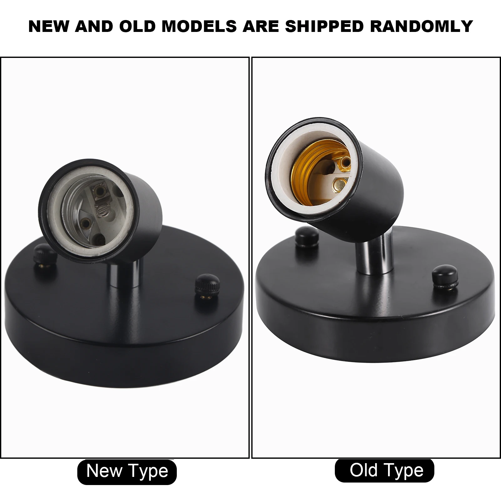 E27 Modern Vintage Ceiling Light Wall Mounted Lamp Bulb Holder Socket 180° Rotating Black