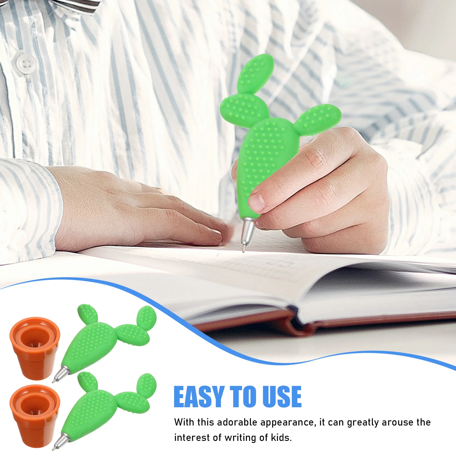 

2Pcs Bonsai Cactus Ballpoint Pen Writing Plant Student Stationery Supplies Cute Creative Kids Gift School Daily Use