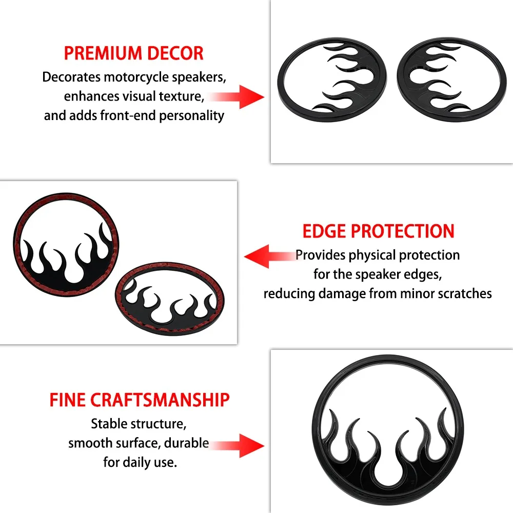 

Motorcycle Acccessories Flame Speaker Grill Trim Cover For Harley Electra Street Glide Tri Glide Ultra Limited FLHTK 2014 - 2022