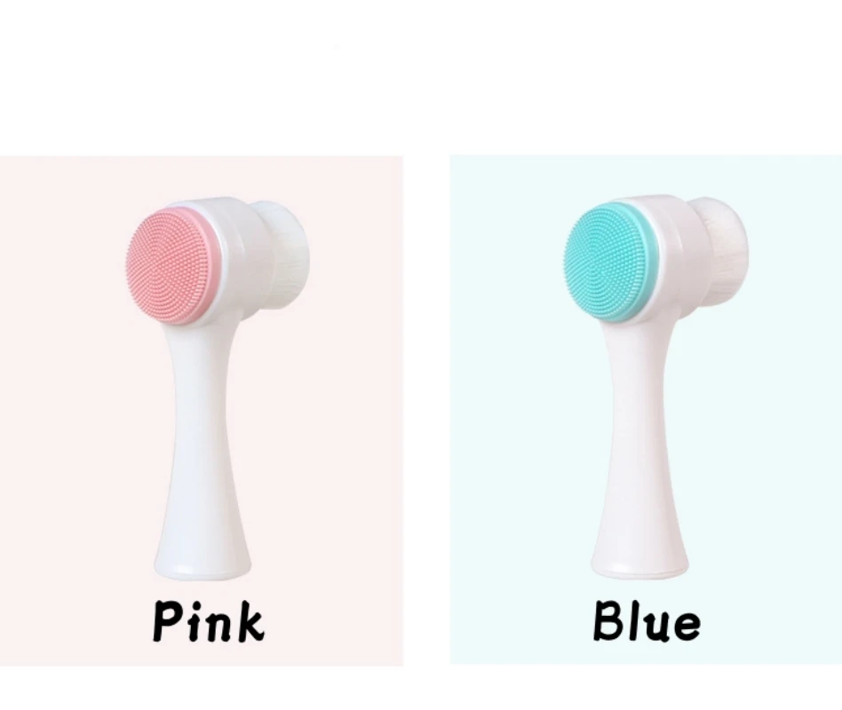 Silica Gel Facial Brush Double Sided Facial Cleanser Blackhead Removing Product Pore Cleaner Exfoliating Facial Brush Face Brush