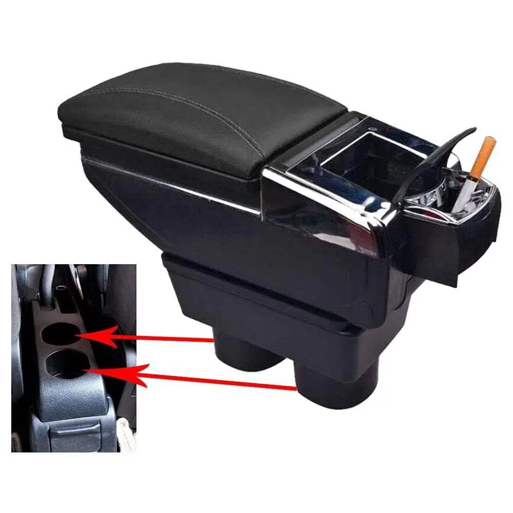 Car Center Console Armrest, Nissan Versa Tiida 2007-2011 & 2012 Versa Hatchback, Leather Rotate Auto Armrest Storage Box Organiz