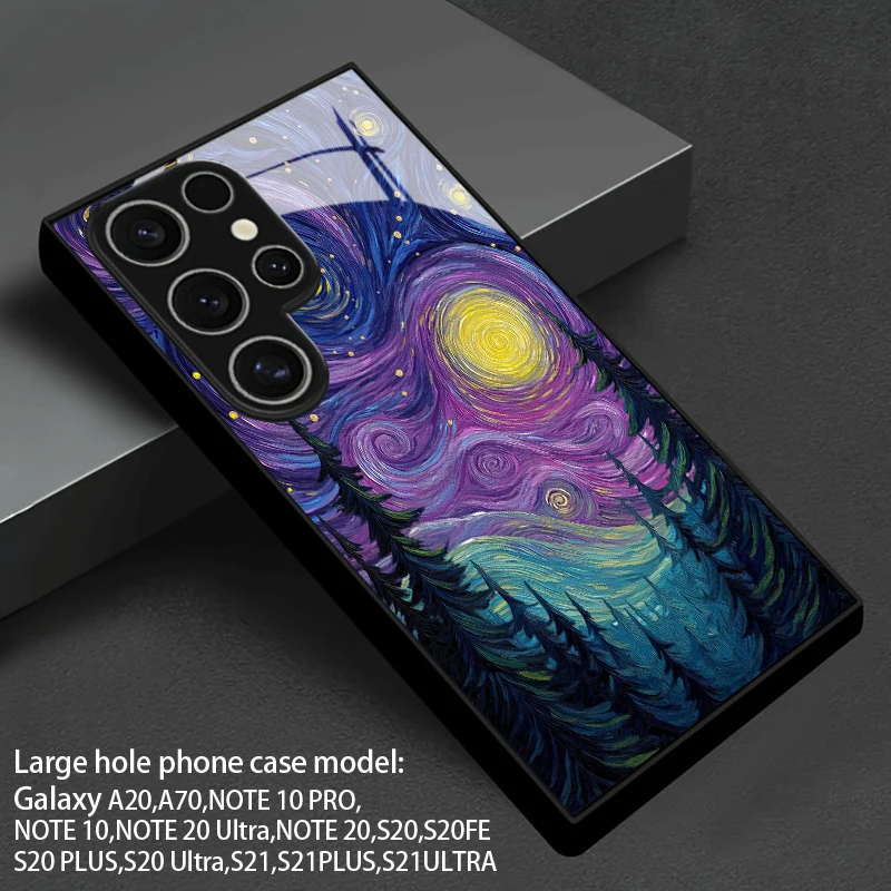 2D Night Sky Forest Pattern Mobile Phone Case for Samsung S26 S25 S24 S23 S22 S21 S20 A56 A36 A16 - Glass Protective Cover view 6