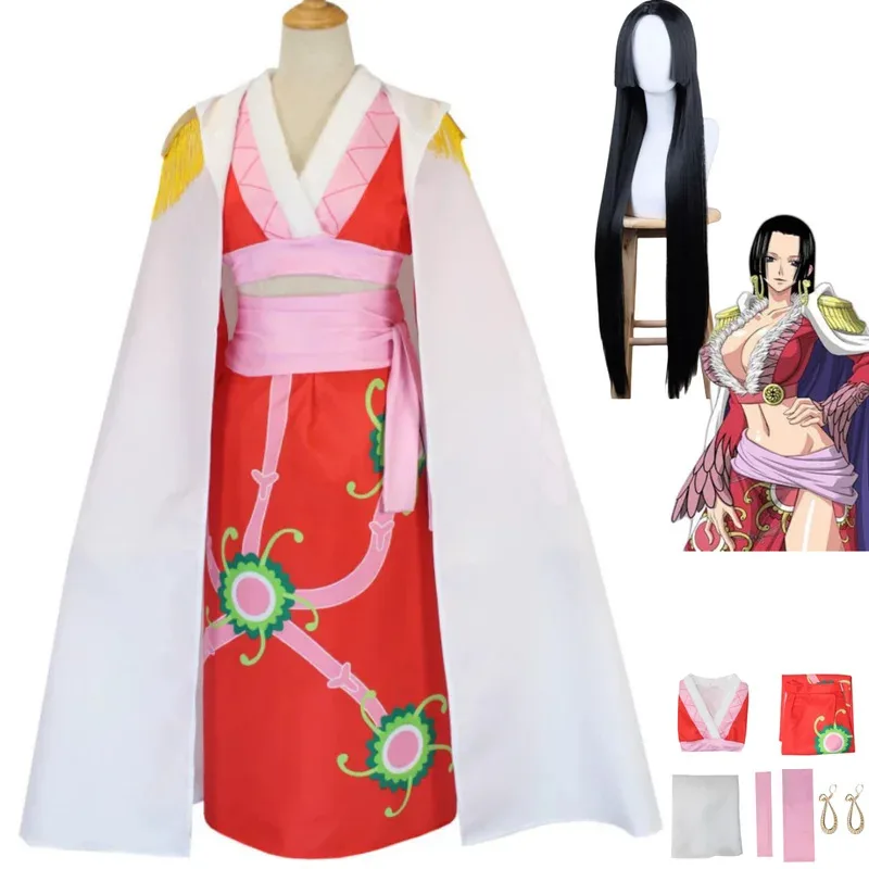 Anime Seven Warlords of The Sea Boa·Hancock Cosplay Costume Empire Snake Pink Skirt Cloak Wig Woman Sexy Halloween Suit