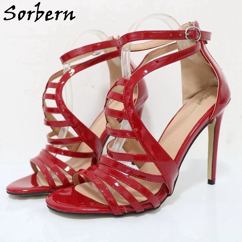 Sorbern Multi Color Snake Print Women Sandals High Heel Rear Zippers Summer Shoes Ankle Strap Ladies High Heel Shoes