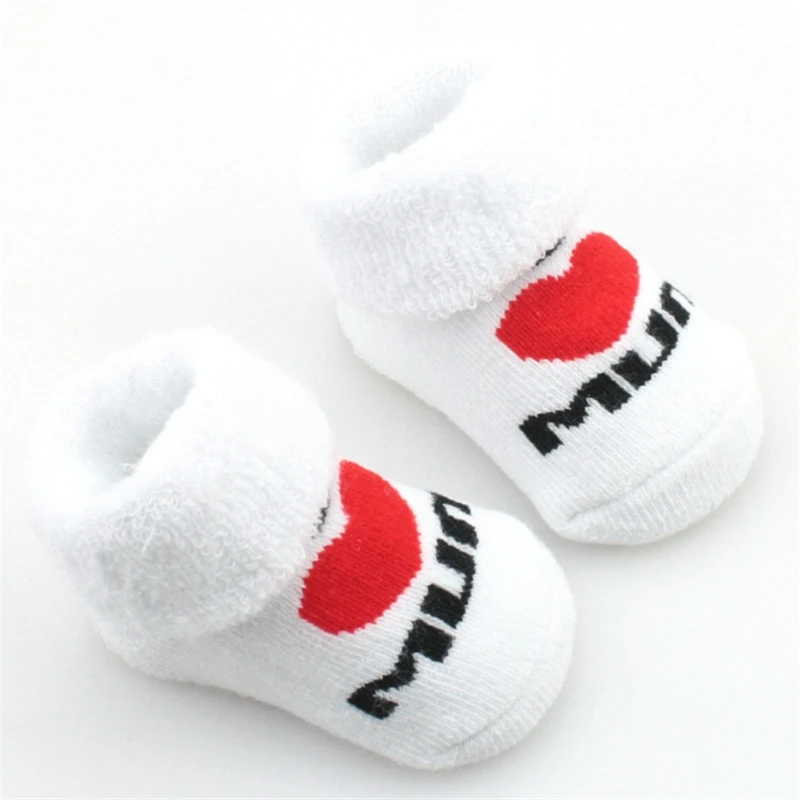 Spring Cotton Mini Cute White Girls Boys Love Dad Mum Newborn Kids Stitch Socks for Toddler Baby Home Floor Bedding Cheap Stuff