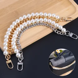 1Pcs Pearl Purse Chain Short Handle Replacement Bag Chain Strap Metal Shoulder Chain Handbag Chain Accessories for Purse Bags