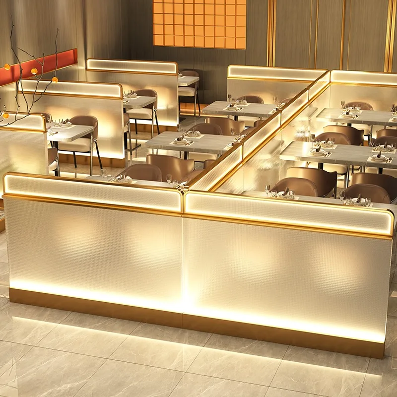 Restaurant Half Wall Partition Stainless Steel Glass Partition Wall Luminous Card Seat Low Wall Hotel
