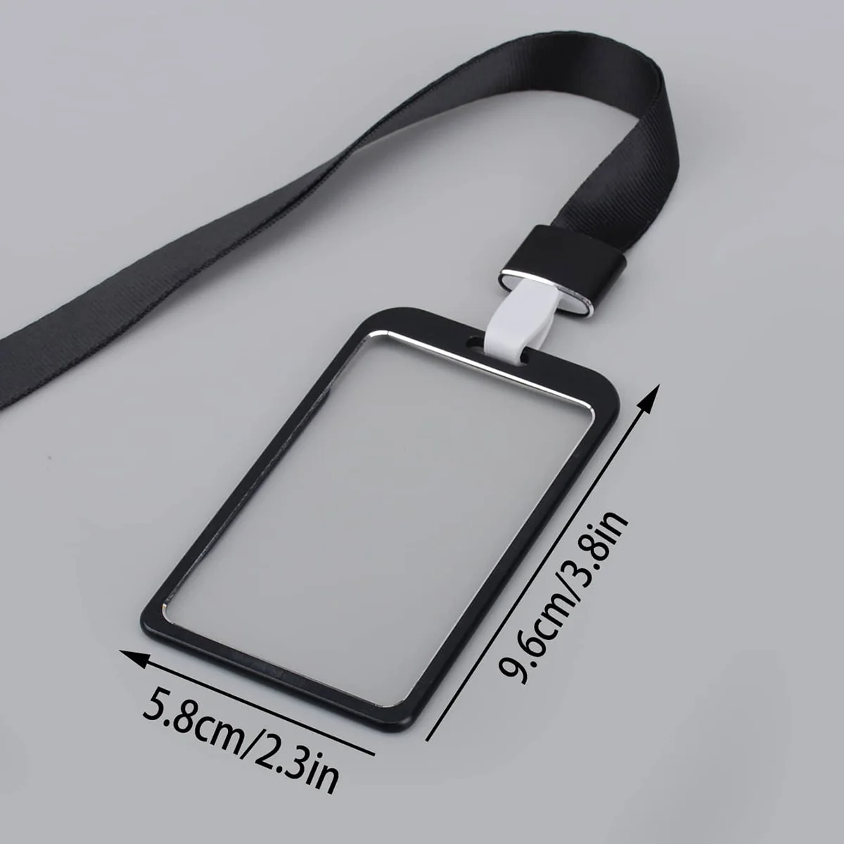 Stylish Aluminum Alloy ID Card Holder - With Lanyard Student Work Credential Clip Office Supplies Portable Card Storage
