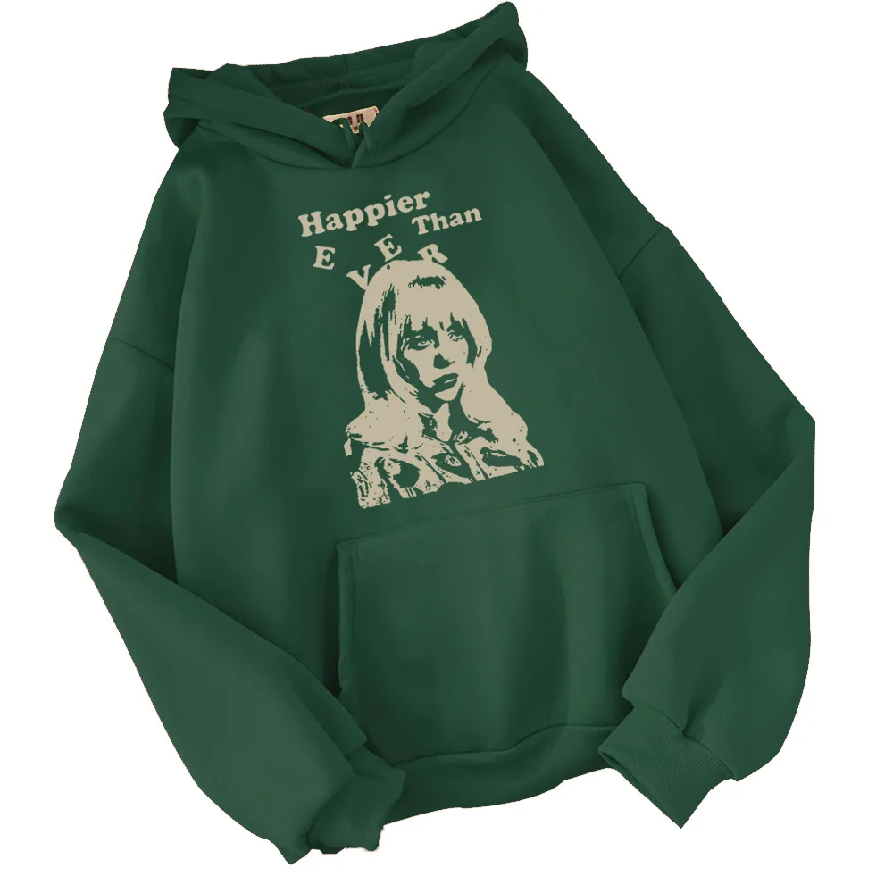 Unisex Hoodie Pullover, Streetwear Tops, moletom, Álbum de Música, Happier Than Ever, Fan Gift