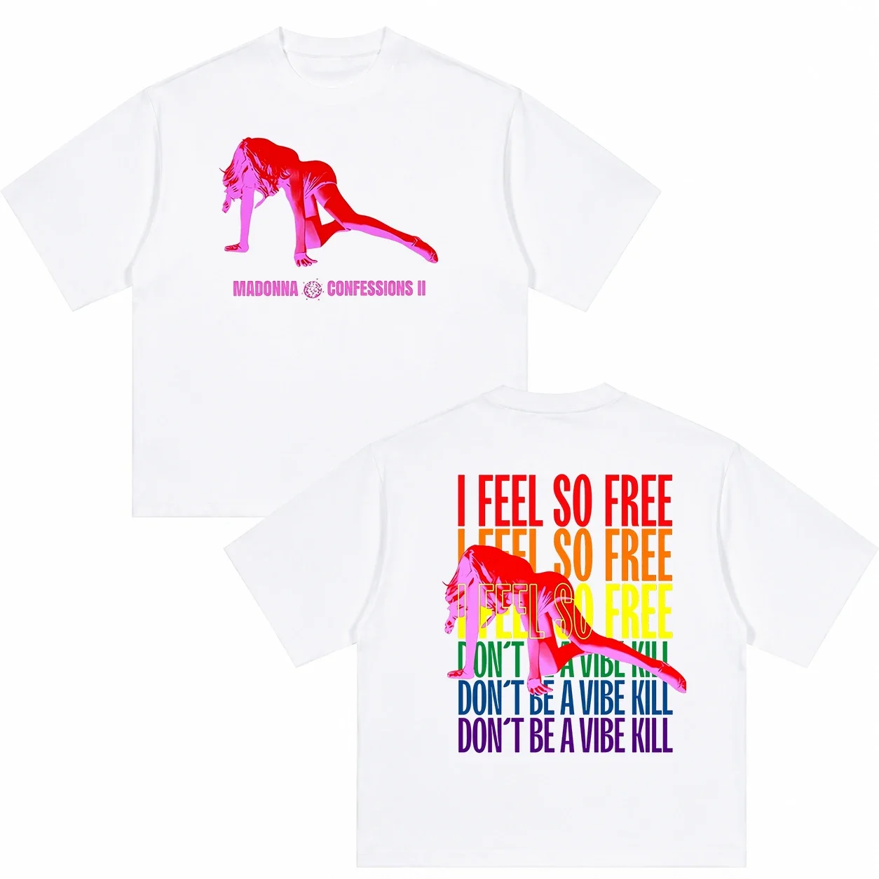 T-shirts graphiques Madonna Confessions II Album 2026, I Feel So Free, T-shirt de musique pop, T-shirt rétro pour hommes et femmes, T-shirt à manches courtes