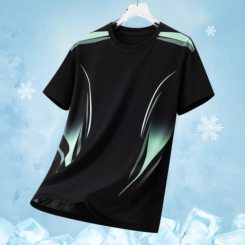 

Men's T-shirts Sports Running Quick-drying Tops 3D Printing Gradient Short Sleeve Outdoor Comfortable Breathable Unisex Clothing