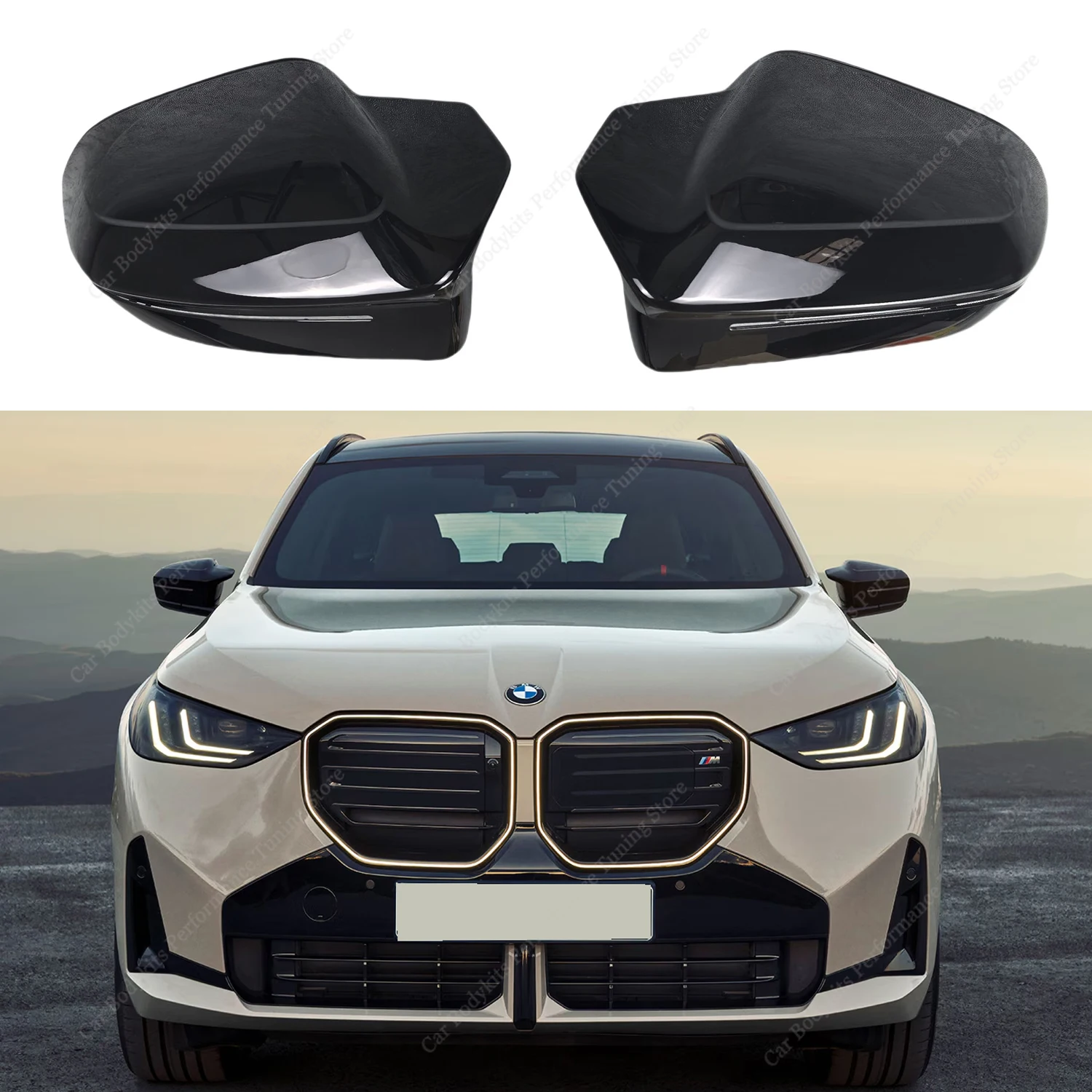 

2pcs M Style Gloss Black Car Rear View Mirror Cover Caps Trim Shell Frame For BMW X3 G45 20 20d 30e 2024+ 2025 2026 Tuning
