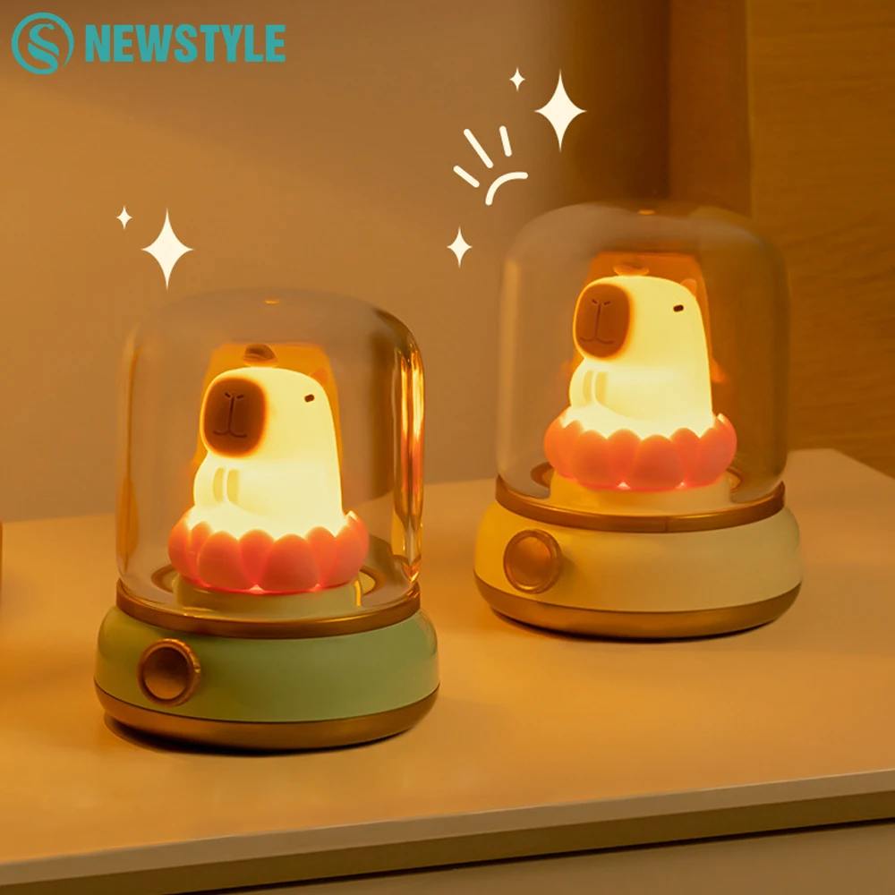 Flameless Candles Night Light Cute Capybara Kerosene Sleeping Nightlights Dimmable 2 Lighting Modes Bedside Lamp For Kid Bedroom