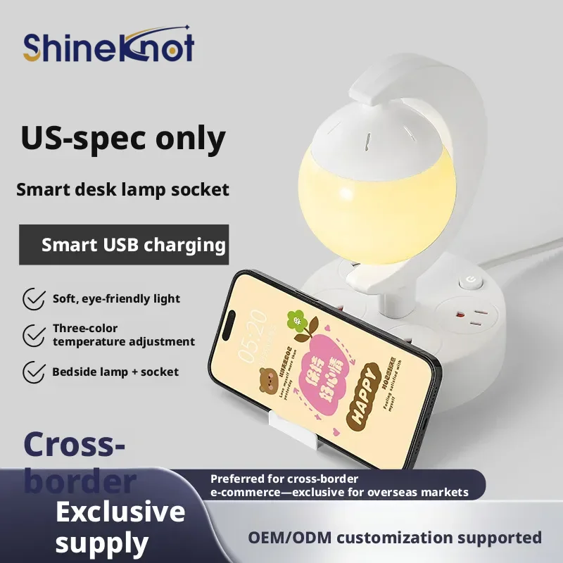 

Us Standard Hole Socket Table Lamp With Usb Multifunctional Office And Home Plug Board With Cable Strip Plug Bedside Night Light