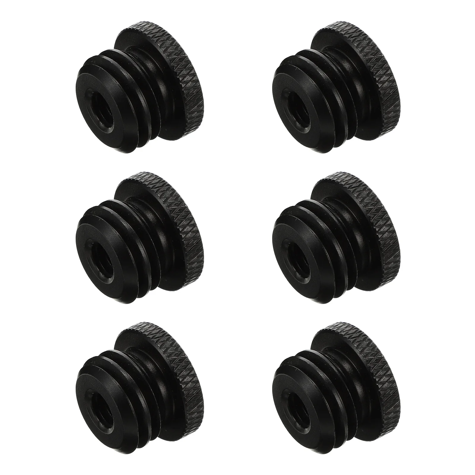 

6Pcs Mic Stand Adapter Screws Black Aluminum Alloy Rust Resistant Easy Install Conversion Screw for Microphone Tripod Camera