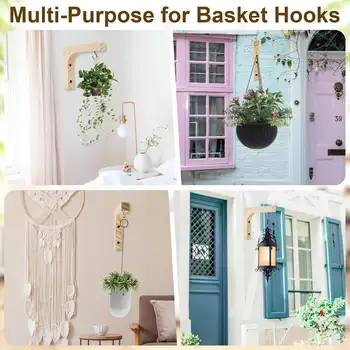 Dřevěný háček na rostliny, nástěnný háček na rostliny pro vnitřní koše, háčky na květinové koše, lucerny do květináčů 8 nejlepší prodej dřevěné nástěnné háčky - №3