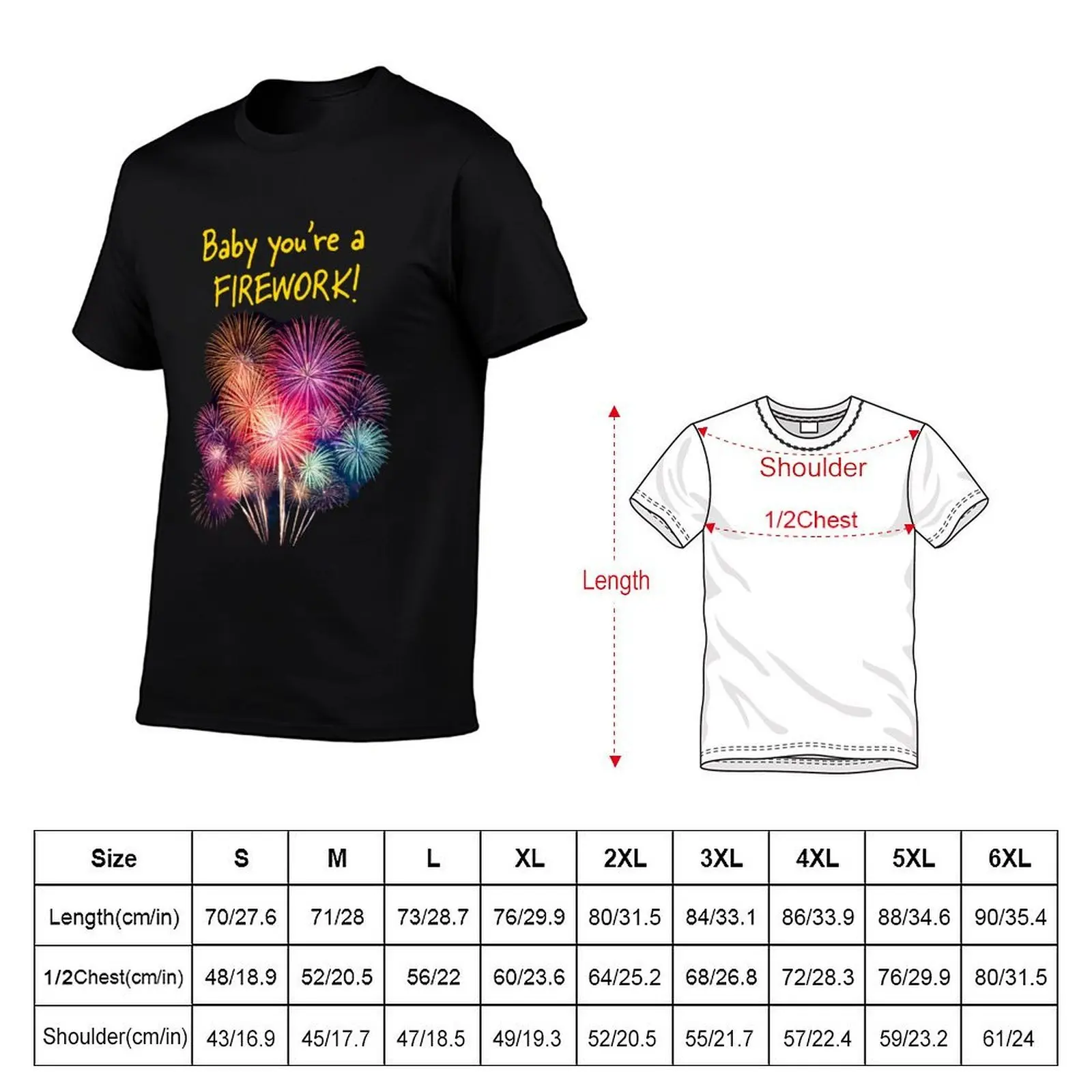 Baby You're a Firework Katy Perry Song Fan Art T-Shirt graphic t shirt vintage quick drying mens white t shirts