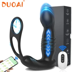 Vibrating Butt Plug Telescopic Prostate Massager Dual Cock Ring Sex Toys for Men Gay Anal Plug Bluetooth APP Vibrator for Adult