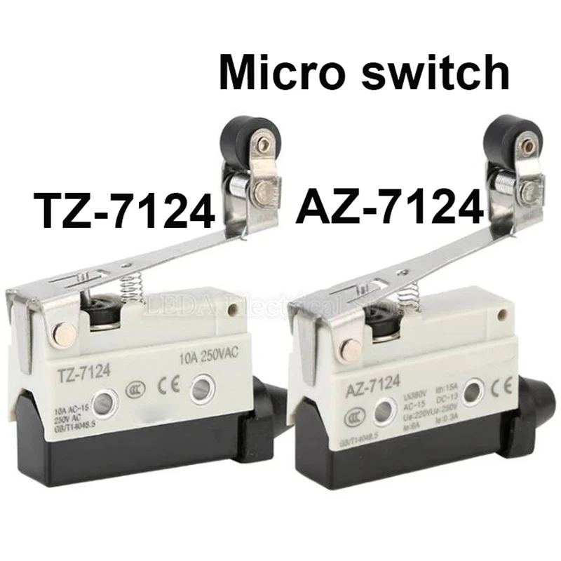 1Pcs AZ-7124/TZ-7124 10A 250V 15A 380V Micro Switch For Small Household Appliances Small Handle Pulley Limit Switch