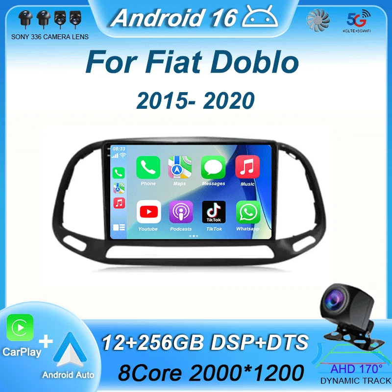 Android 16 For Fiat Doblo 2015 2016 2017 2018 2019 2020 GPS Car Radio Multimedia Video Player Stereo Navigation Wifi 360 Camera
