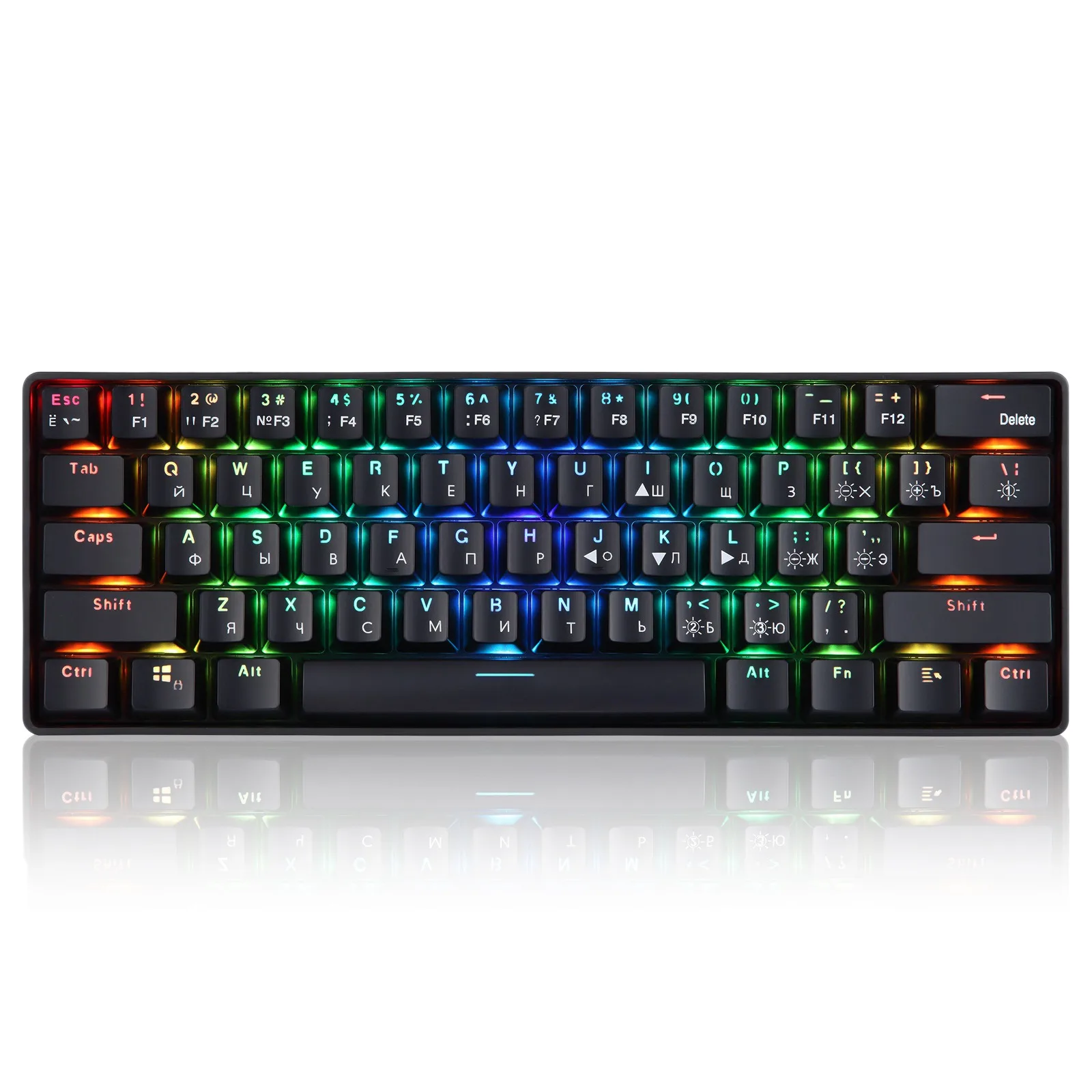 

Механическая клавиатура YK600, 61 клавиша, RGB подсветка, 2,4 ГГц + Проводная Двухрежимная компактная механическая клавиатура 60% (Русская версия