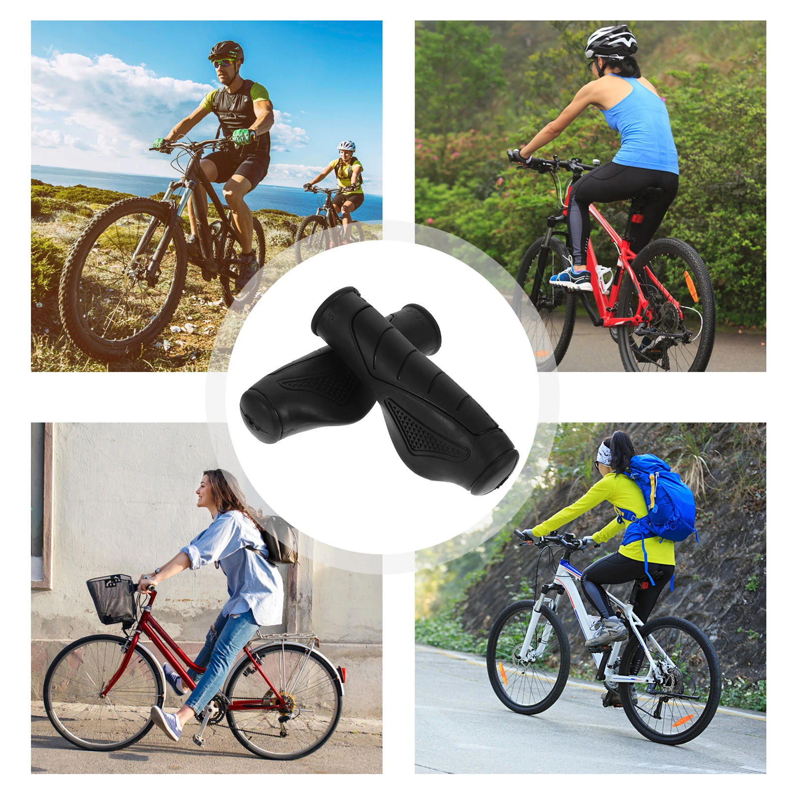 

2pcs Bicycle Handlebar Grips 12X5.5X3Cm Tpe Non-Slip Ergonomic Shock Absorbing Comfortable For Long Ride Bike Grips