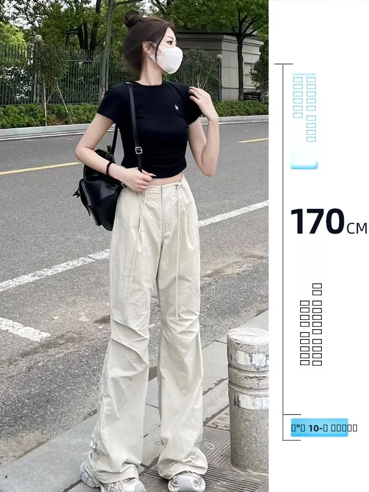 

Синие брюки-карго Blue Poet с высокой талией и широкими штанинами в американском ретро-стиле, удлиненные, для высоких женщин, лето 2024