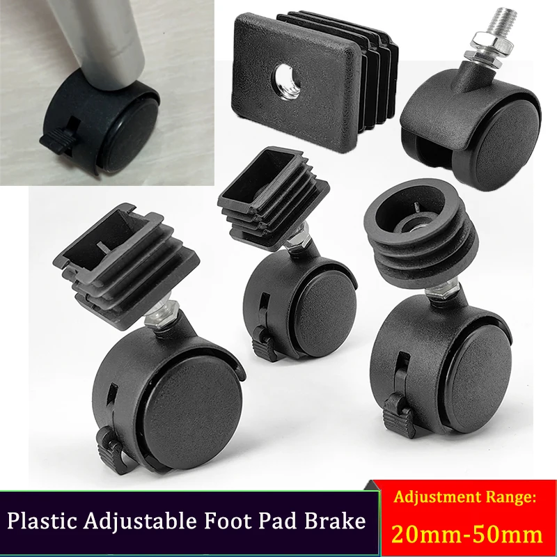 Sliding Cabinet Door Wheels 20-50mm for Square & Round Tube, Quiet Shock-Absorbing Furniture Casters for Wardrobe Closet